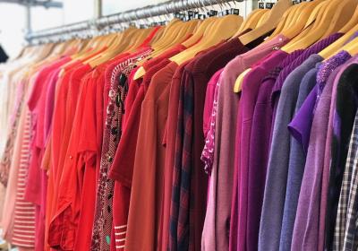 Rail of colourful clothing
