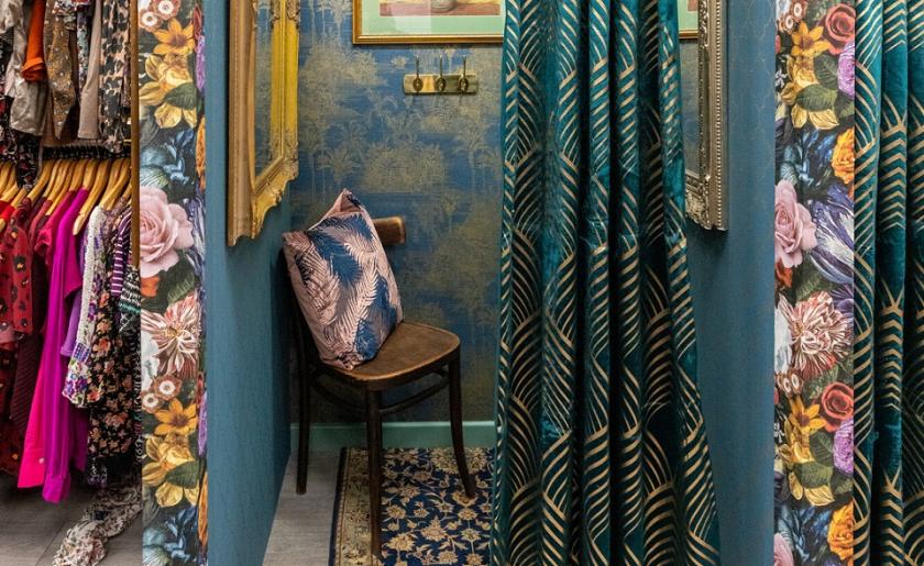 Stylish changing rooms at Julia's House shop in Swindon