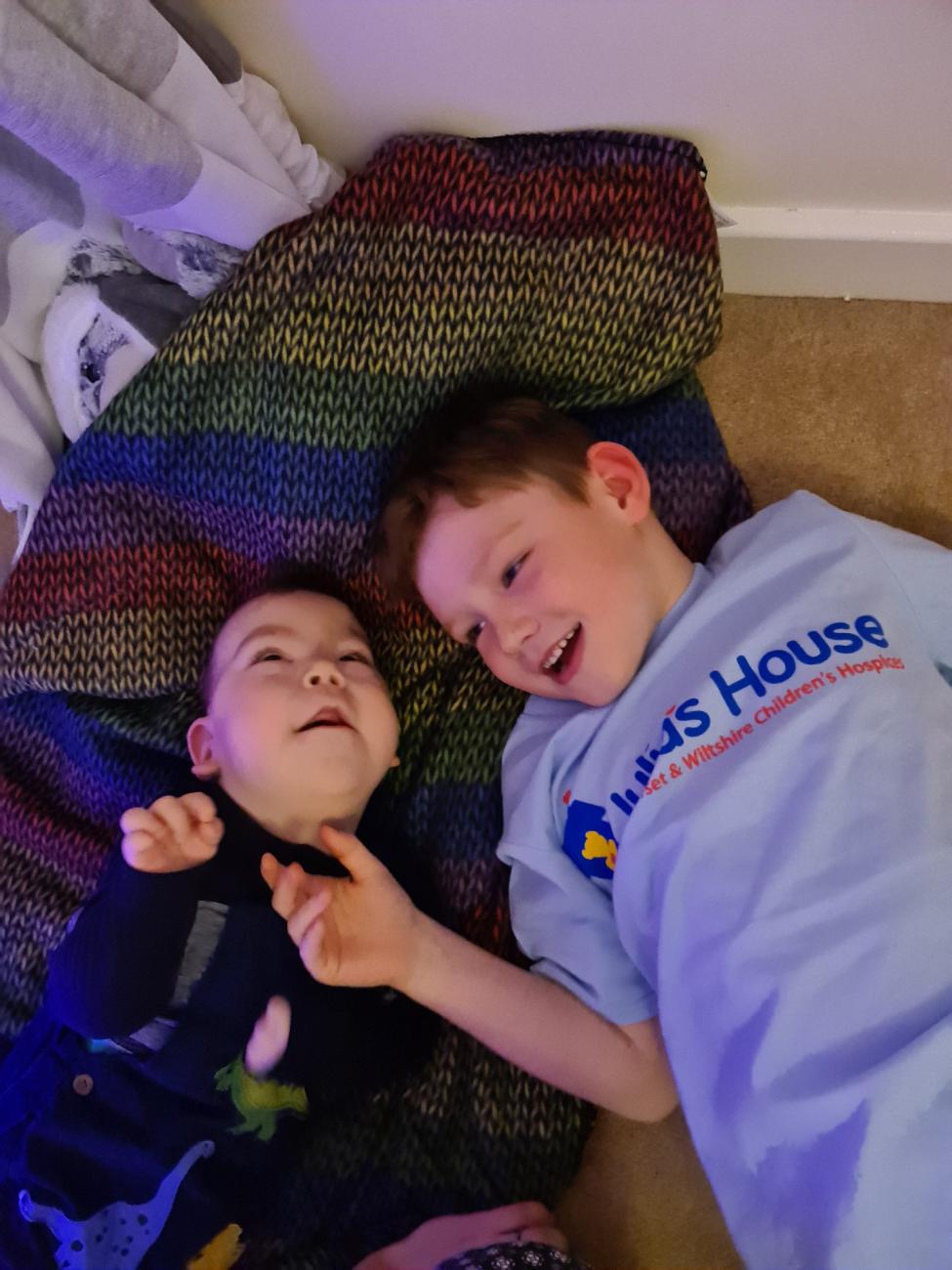 Harry with little brother Reuben at home