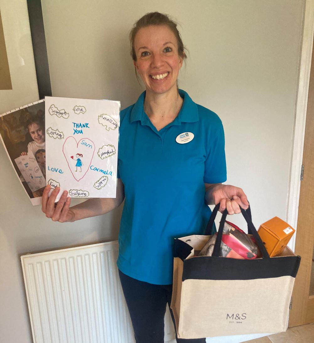 Sam with her goodie bag