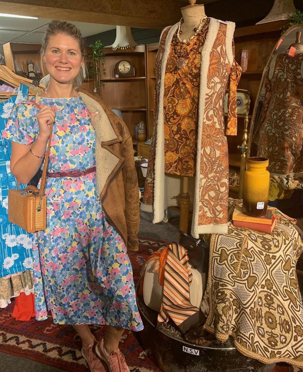 Jaanika Hanslip with some of the vintage clothing