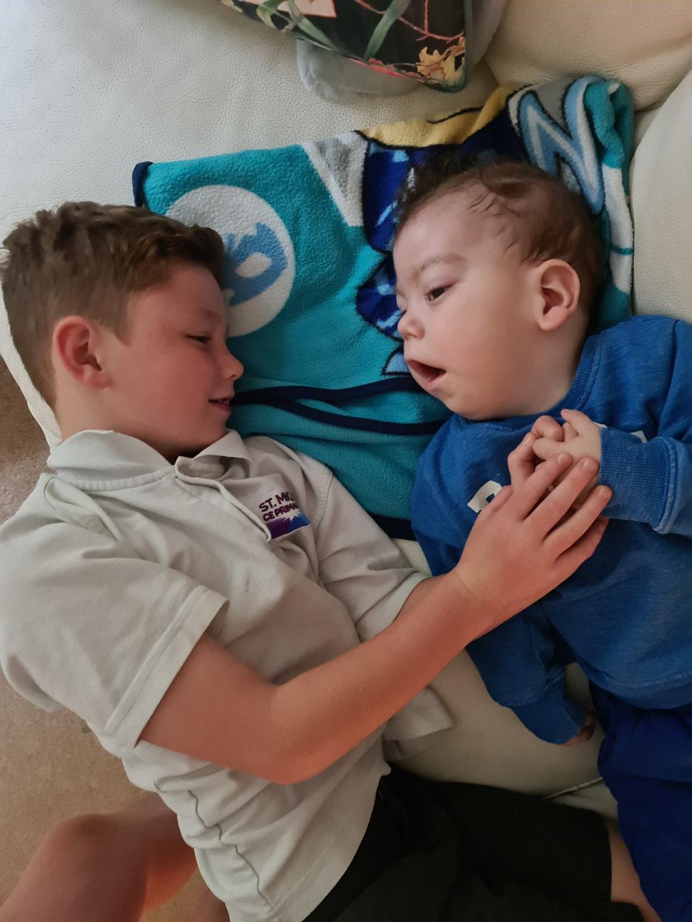 Harry and Reuben share cuddles
