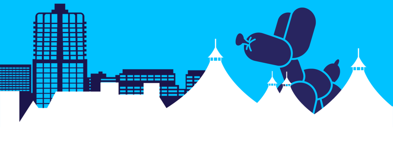 The Big Dog Art Trail graphic with balloon dog and Swindon's skyline