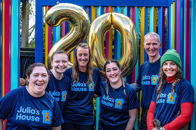 Marking Julia’s House 20th anniversary and the finish of Diana’s epic trek for the charity at the Corfe Mullen children’s hospice