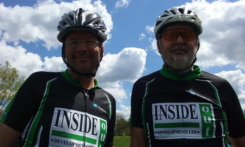 Sean Mansell and David Davis in their cycling gear
