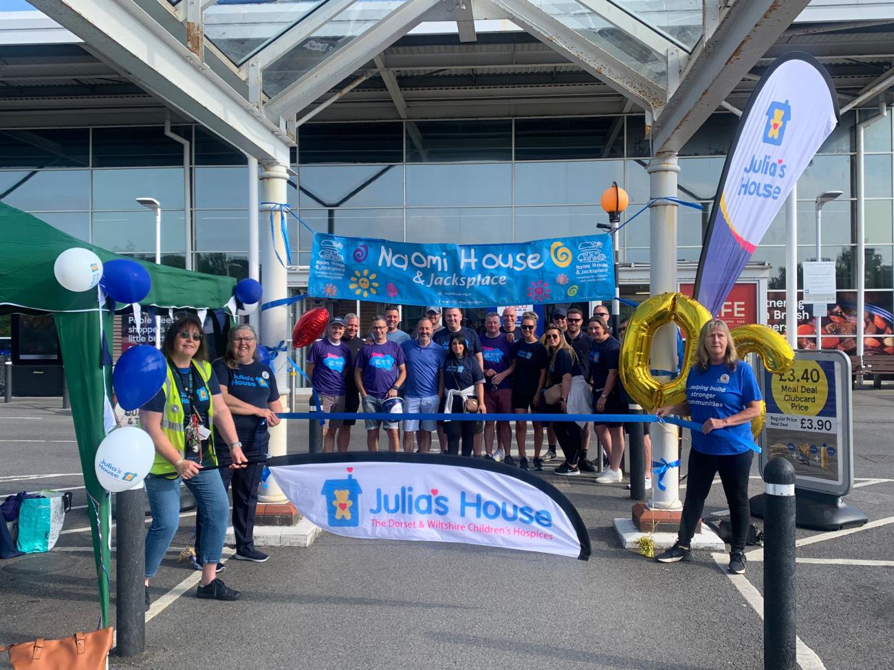 Tesco staff at the start line of the walk outside Tesco