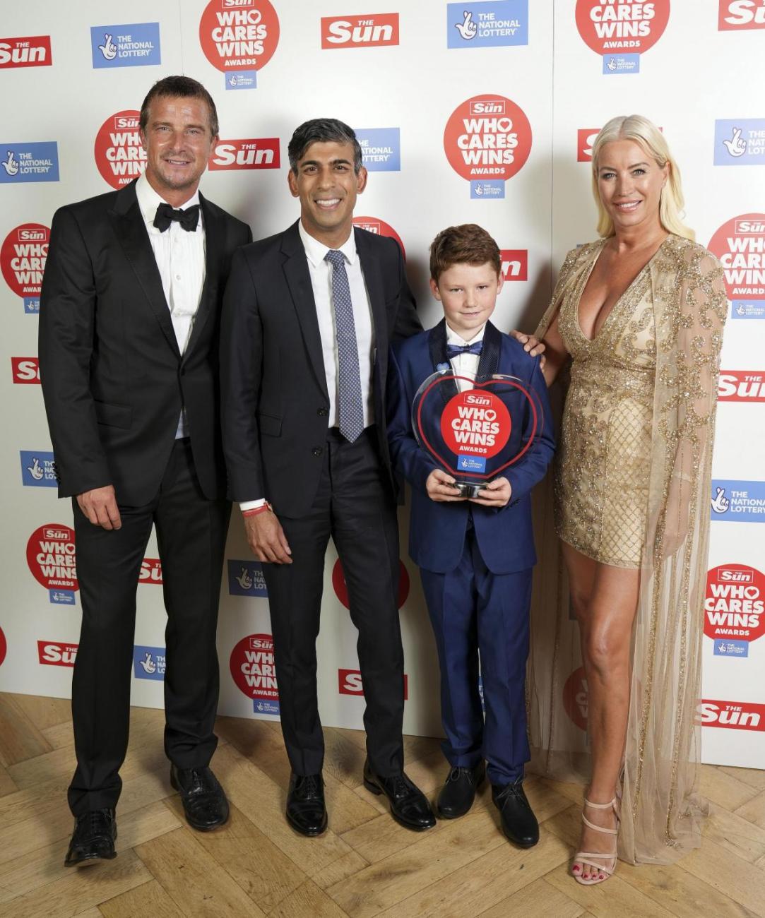 Harry with Bear Grylls, Prime Minister Rishi Sunak and Denise Van Outen