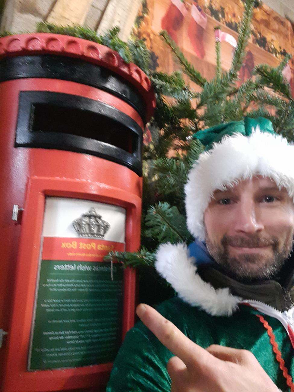 ZELF's Head Elf and Managing Director Kevin at Santa's post box