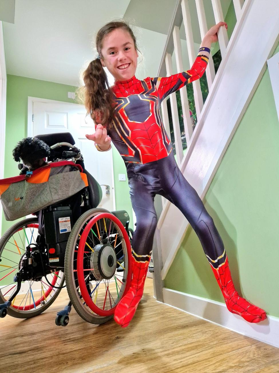 Carmela dressed up as Spider Woman for her challenge 